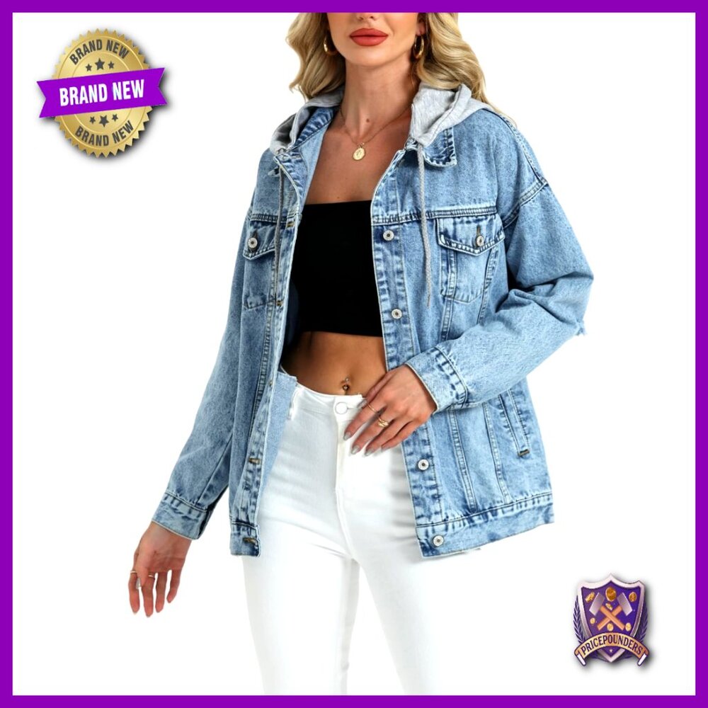Oversized Distressed Denim Jacket With Detachable Hood Y2k Retro Boyfriend Fit